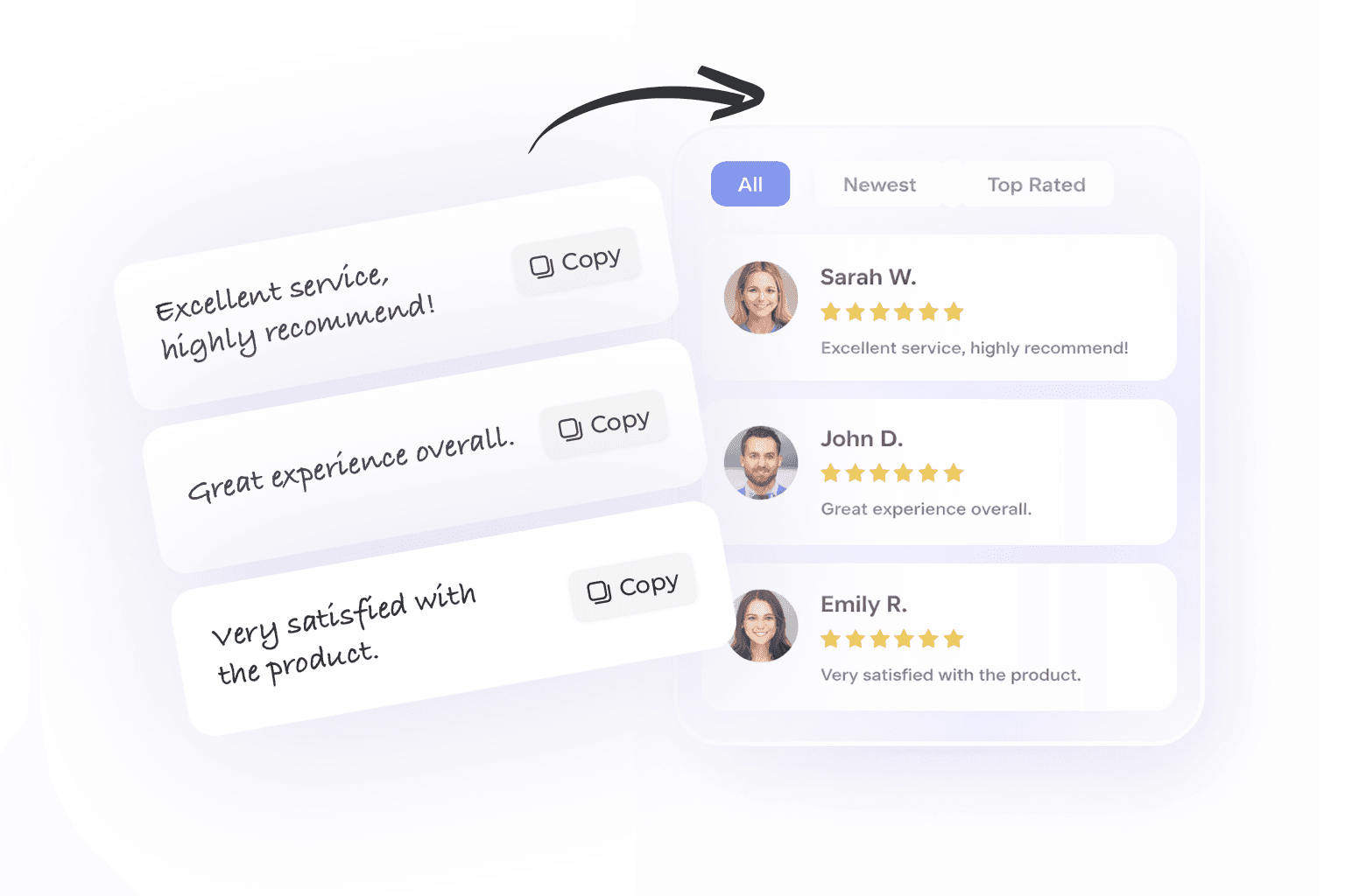 Illustration showing review suggestions